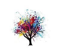 Wee Blue Coo Painting Illustration Abstract Colourful Tree Splash Art Print Poster Wall Decor 12X16 Inch