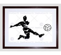 Wee Blue Coo Painting Illustration Abstract Sport Football Player Framed Wall Art Print
