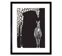 Wee Blue Coo Painting Illustration Abstract Zebra Giraffe Zoo Framed Print Picture F12X675