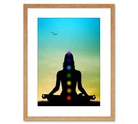 Wee Blue Coo PAINTING ILLUSTRATION BUDDHIST LOTUS CHAKRAS MEDITATION FRAMED PRINT F97X4661
