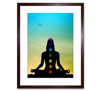 Wee Blue Coo Painting Illustration Buddhist Lotus Chakras Meditation Framed Wall Art Print