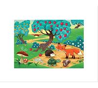 Wee Blue Coo Painting Illustration Cartoon Woodland Creature Wall Art Print
