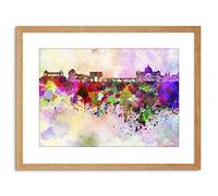 Wee Blue Coo Painting Illustration Cityscape Paint Splash Skyline Rome Framed Wall Art Print
