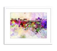Wee Blue Coo Painting Illustration Cityscape Paint Splash Skyline Rome Framed Wall Art Print