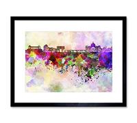 Wee Blue Coo Painting Illustration Cityscape Paint Splash Skyline Rome Framed Wall Art Print