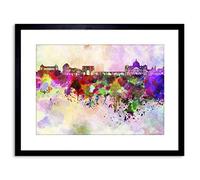 Wee Blue Coo Painting Illustration Cityscape Paint Splash Skyline Rome Framed Wall Art Print