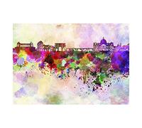 Wee Blue Coo Painting Illustration Cityscape Paint Splash Skyline Rome Wall Art Print