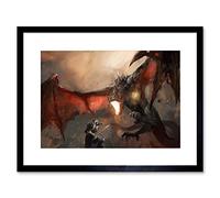 Wee Blue Coo Painting Illustration Fantasy Dragon Slayer Battle Cool Framed Wall Art Print
