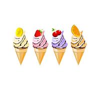 Wee Blue Coo Painting Illustration Four Fruit Ice Cream Cones Picture Wall Art Print
