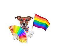 Wee Blue Coo Painting Illustration Jack Russell Dog Gay Pride Flag Wall Art Print