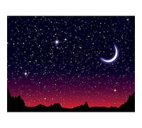 Wee Blue Coo Painting Illustration Starry Night Sky Crescent Moon Art Print Poster Wall Decor 12X16 Inch