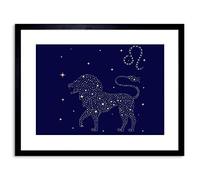 Wee Blue Coo Painting Illustration Zodiac Star Sign Leo Lion Framed Wall Art Print