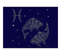 Wee Blue Coo Painting Illustration Zodiac Star Sign Pisces Fish Art Print Poster Wall Decor 12X16 Inch