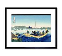 Wee Blue Coo Painting Japan Katsushika Sunset Across Ryogoku Bridge Framed Wall Art Print