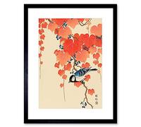 Wee Blue Coo Painting Japan Nature Bird Ivy Berry Shoson Ohara Framed Wall Art Print