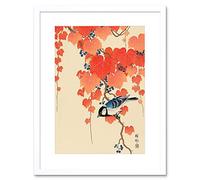 Wee Blue Coo Painting Japan Nature Bird Ivy Berry Shoson Ohara Framed Wall Art Print