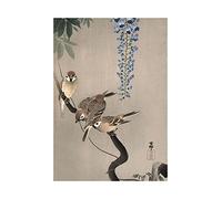 Wee Blue Coo Painting Japan Nature Sparrow Bird Flower Shoson Ohara Wall Art Print