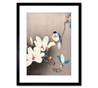 Wee Blue Coo Painting Japan Ohara Koson Bird Flower Framed Wall Art Print