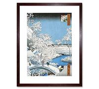 Wee Blue Coo Painting Japan Woodblock Winter Bridge Over River Picture Framed Wall Art Print