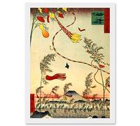 Wee Blue Coo Painting Japanese Flags Wind City Flourishing Tanabata Festival Views Edo Artwork Framed Wall Art Print A4