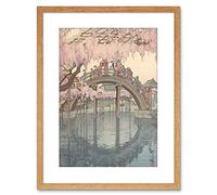 Wee Blue Coo PAINTING JAPANESE GARDEN BRIDGE HIROSHI JAPAN FRAMED PRINT F97X3142