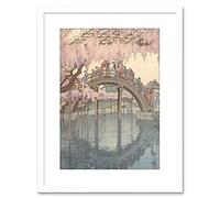 Wee Blue Coo Painting Japanese Garden Bridge Hiroshi Japan Framed Wall Art Print
