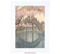 Wee Blue Coo Painting Japanese Garden Bridge Hiroshi Japan Framed Wall Art Print