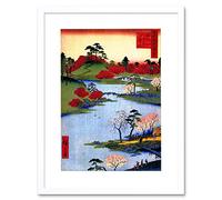 Wee Blue Coo Painting Japanese Woodblock Colourful Trees River Framed Print Picture F12X687