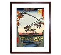 Wee Blue Coo Painting Japanese Woodblock Maple Tree Mountains Framed Wall Art Print