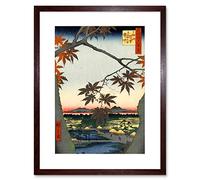 Wee Blue Coo Painting Japanese Woodblock Maple Tree Mountains Framed Wall Art Print