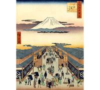 Wee Blue Coo Painting Japanese Woodblock Market Place Art Canvas Print