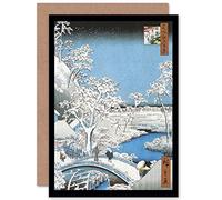Wee Blue Coo PAINTING JAPANESE WOODBLOCK WINTER BRIDGE OVER RIVER GREETINGS CARD CP1203