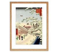 Wee Blue Coo PAINTING JAPANESE WOODBLOCK WINTER STREET FRAMED PRINT F97X4826