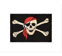 Wee Blue Coo PAINTING JOLLY ROGER FLAG CROSSBONES SKULL PIRATE SHIP FRAMED ART PRINT B12X8334