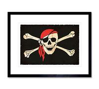 Wee Blue Coo Painting Jolly Roger Flag Crossbones Skull Pirate Ship Framed Wall Art Print