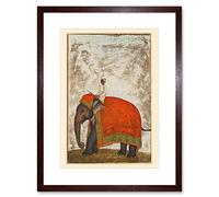 Wee Blue Coo Painting Khan Mughal Emperor's Ceremonial Elephant Framed Wall Art Print