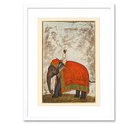 Wee Blue Coo Painting Khan Mughal Emperor's Ceremonial Elephant Framed Wall Art Print
