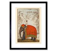 Wee Blue Coo Painting Khan Mughal Emperor's Ceremonial Elephant Framed Wall Art Print