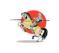 Wee Blue Coo Painting Knight Horse Joust Medieval Tournament Wall Art Print