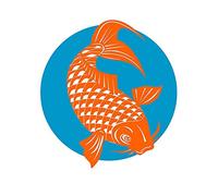 Wee Blue Coo Painting Koi Carp Gold Fish Japanese Scales Tail Fin Art Print Poster Wall Decor 12X16 Inch