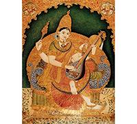 Wee Blue Coo Painting Krishnappa Hindu Goddess Saraswati Art Print Poster Wall Decor 12X16 Inch