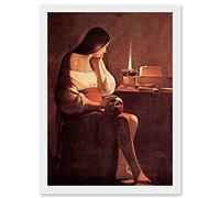 Wee Blue Coo Painting La Tour Mary Magdalene Old Master Artwork Framed Wall Art Print A4