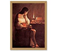 Wee Blue Coo Painting La Tour Mary Magdalene Old Master Artwork Framed Wall Art Print A4