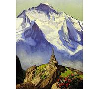 Wee Blue Coo Painting Landscape Alpine Scene Mountain Schynige Platte Swiss Art Print Poster Wall Decor 12X16 Inch