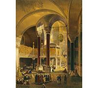Wee Blue Coo Painting Landscape Aya Sofya Mosque Ephesus Istanbul Islam Art Print Poster Wall Decor 12X16 Inch