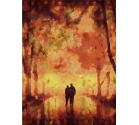 Wee Blue Coo Painting Landscape Couple Walking Avenue Trees Watery Wall Art Print