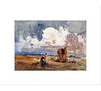 Wee Blue Coo PAINTING LANDSCAPE CULTURAL STUDY COX GYPSIES AND WAGON FRAMED PRINT B12X12662