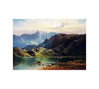 Wee Blue Coo Painting Landscape De Breanski Cattle Loch Edge Afternoon Wall Art Print
