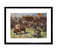 Wee Blue Coo Painting Landscape Medieval Ajdukiewicz Jousting Framed Wall Art Print