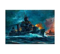 Wee Blue Coo Painting Landscape Military Naval Destroyer Engaging Wall Art Print
